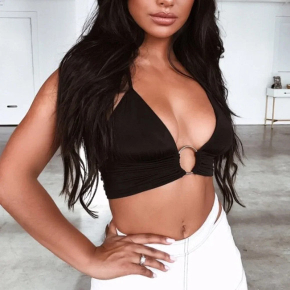 I am Gia Kiki halter crop top black 13830 - Picture 2 of 11